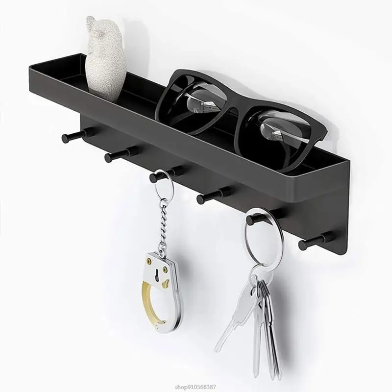 

6 Hooks Wall Rack Shelf Modern Cloth Storage Rack Hook Towel Coat Hanger Keychain Shelf Stainless Steel Storage Holder Dropship