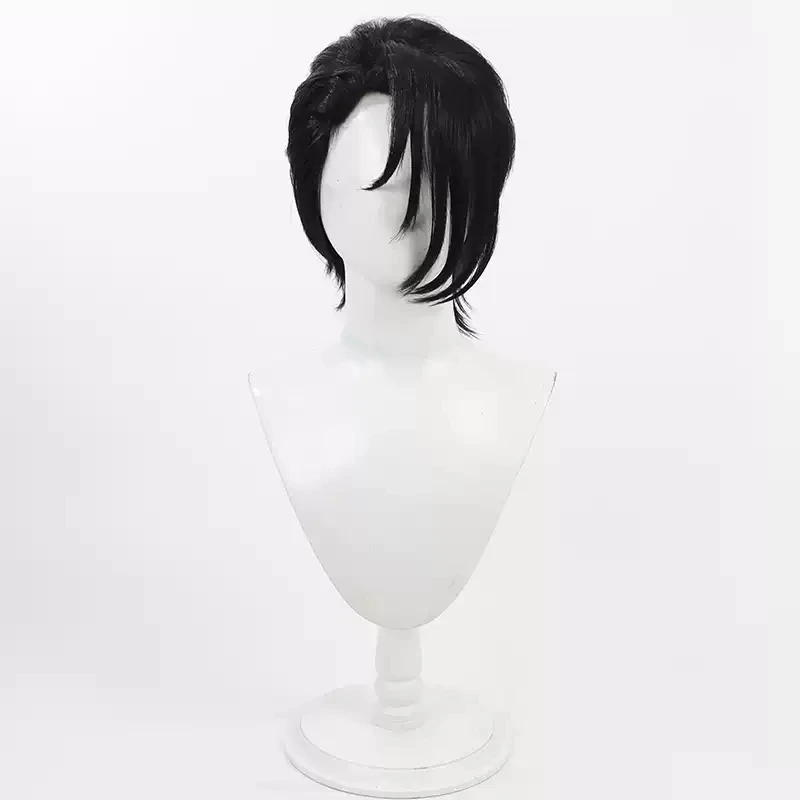 Brújula: Sistema de análisis de proporciones de combate Pelucas de cosplay 30 cm Pelo negro corto y liso resistente al calor