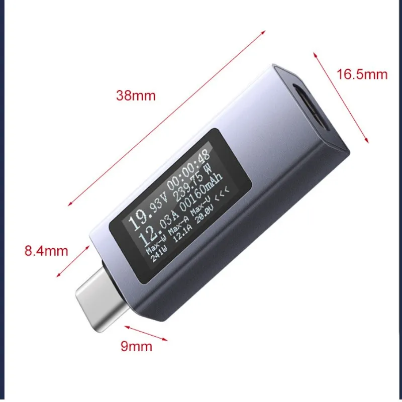 2301C FNB38 Power Meter  USB Type C  Charging Protector Digital Display Power Meter Phone Charging Detector for Car  Computer