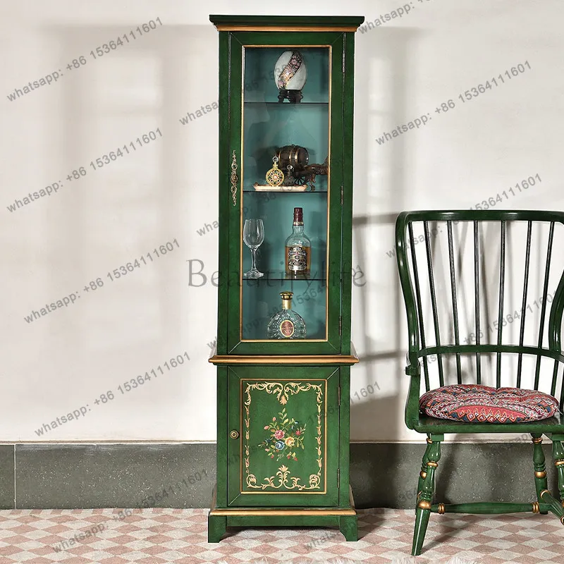 

American country wine cabinet painted tea cabinet partition vertical cabinet all solid wood household