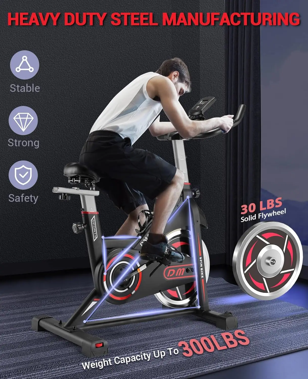 Exercise Bike, Indoor Cycling Bike Stationary, Cycle Bike with Comfortable Seat Cushion, Digital Display with Pulse