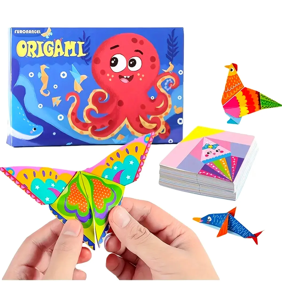 Kit d'artisanat en papier origami coloré pour procureur, jouet cadeau d'anniversaire idéal, 152 feuilles avec guide de pliage, 72 motifs vibrants