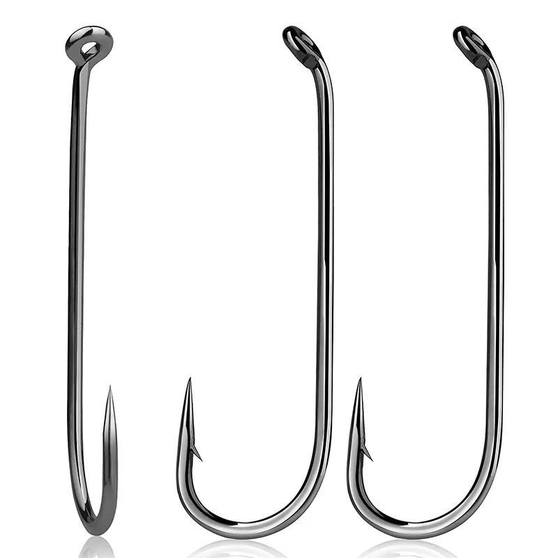 

Sea.Yolo Long Shank High Carbon Steel Barbed Fishing Hook Fly Fishing Hook Sharp Hook Tip With Eye for Bass Fishing Accessories