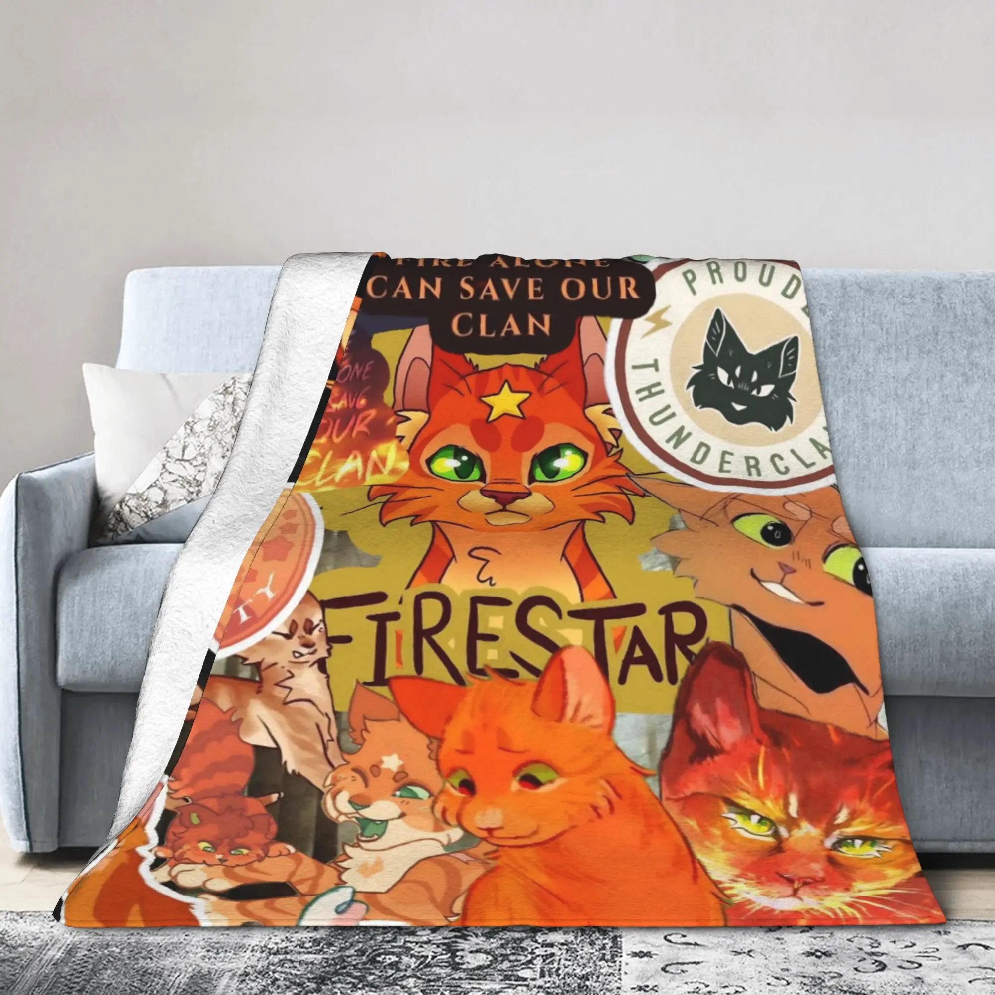 Warriors Fireheart Rusty Cats Blanket Cover Cartoon Flannel Bedding Throw Blankets Bedroom Sofa Soft Warm Gift Multi-function