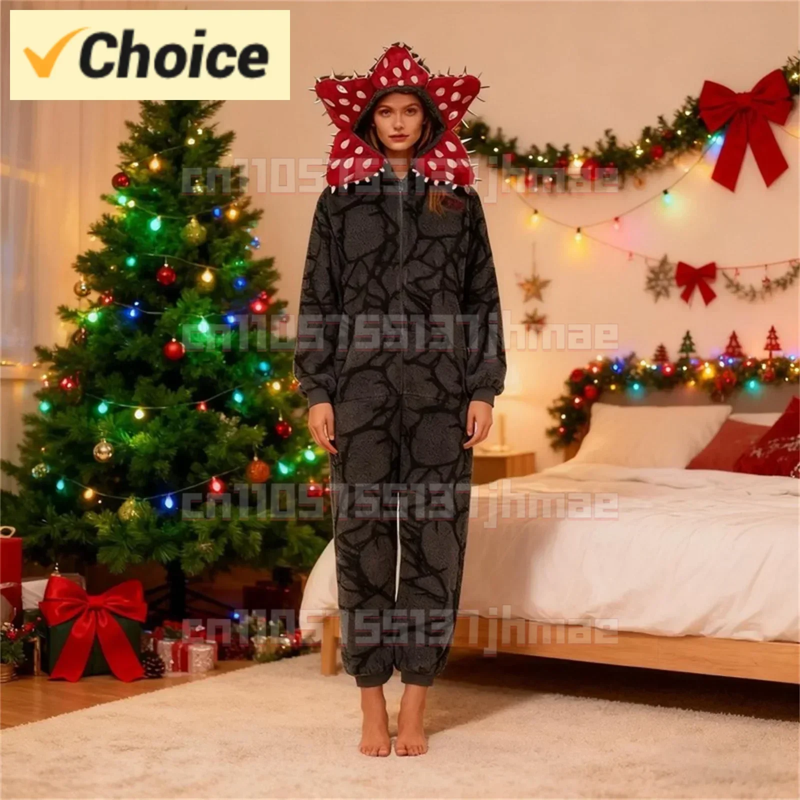 بيجامة عيد الميلاد الغريبة بتصميم نبات ديموجورجون - نيسيي للبالغين مع نسيج فلانيل مريح، مثالية لحفلات العطلات #2