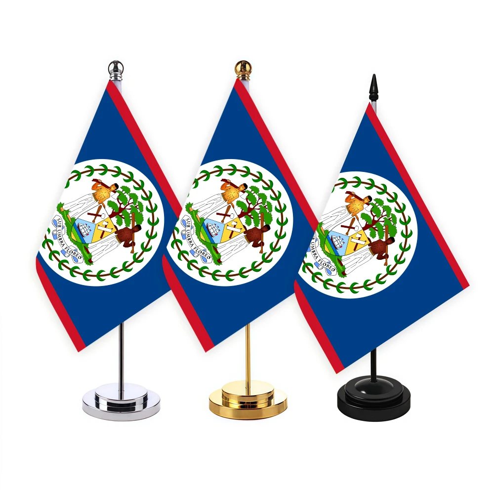 CYPOMELO office desk flag Belize flag 14x21cm Belize desktop small decoration flag including flagpole