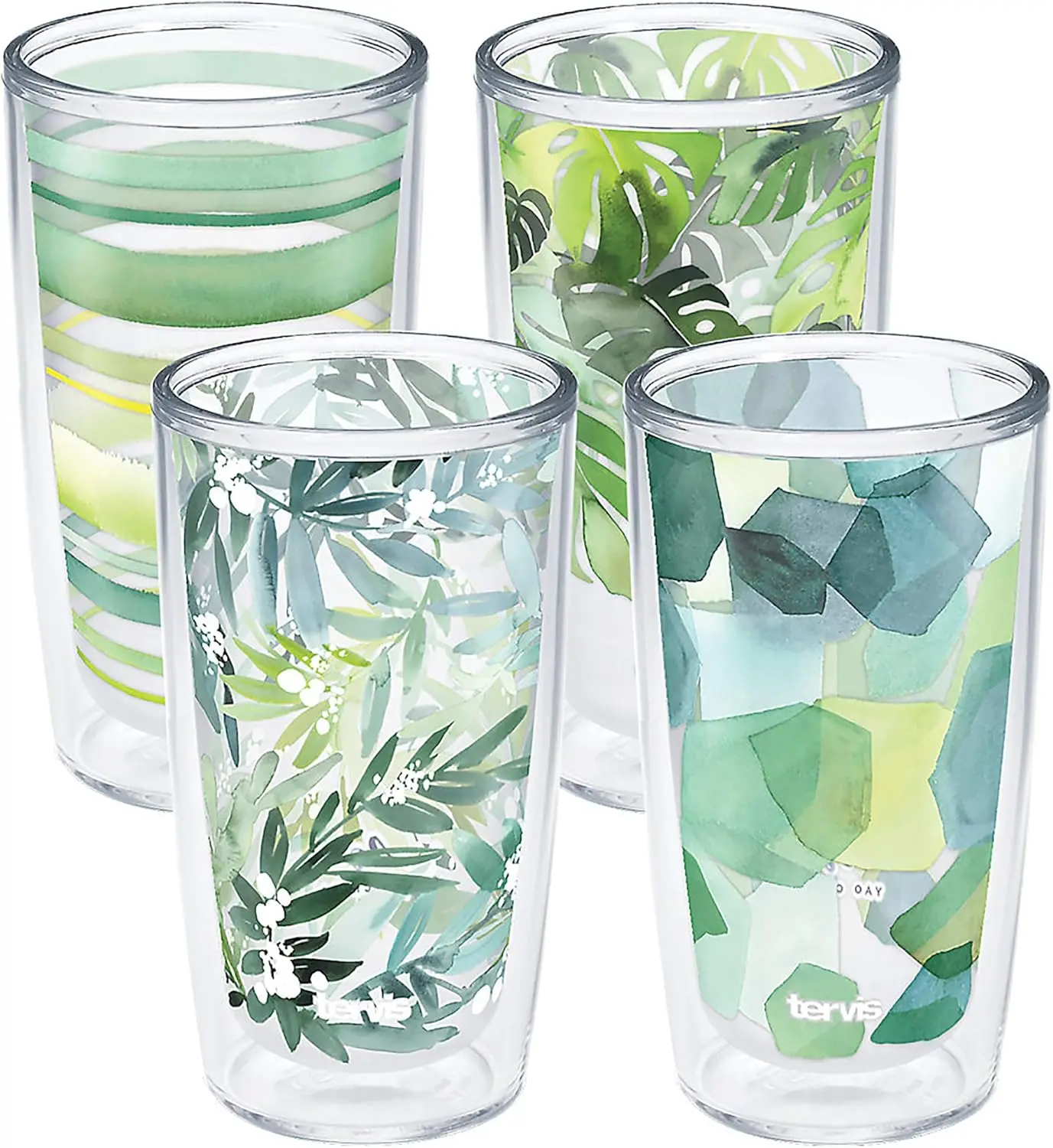 

Green Crystal Double-Walled Insulated Tumbler Travel Cup, Keeps Drinks Cold & Hot, 16oz 4pk