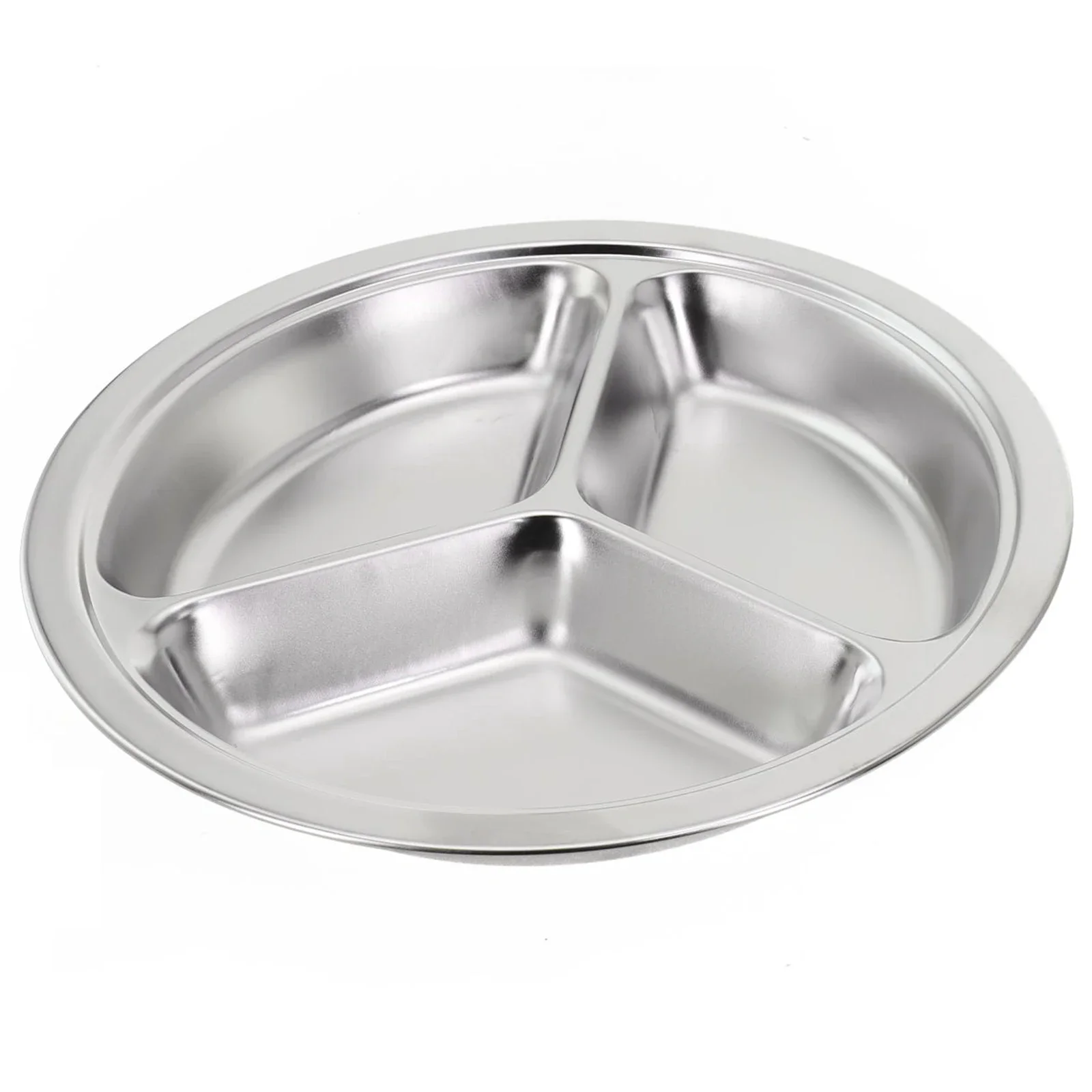 22cm-26cm Stainless Steel Dinner Plate 3 Sections Round Divided Dish Children Fruit Snack Tray Baby Bowls Kitchen Tableware