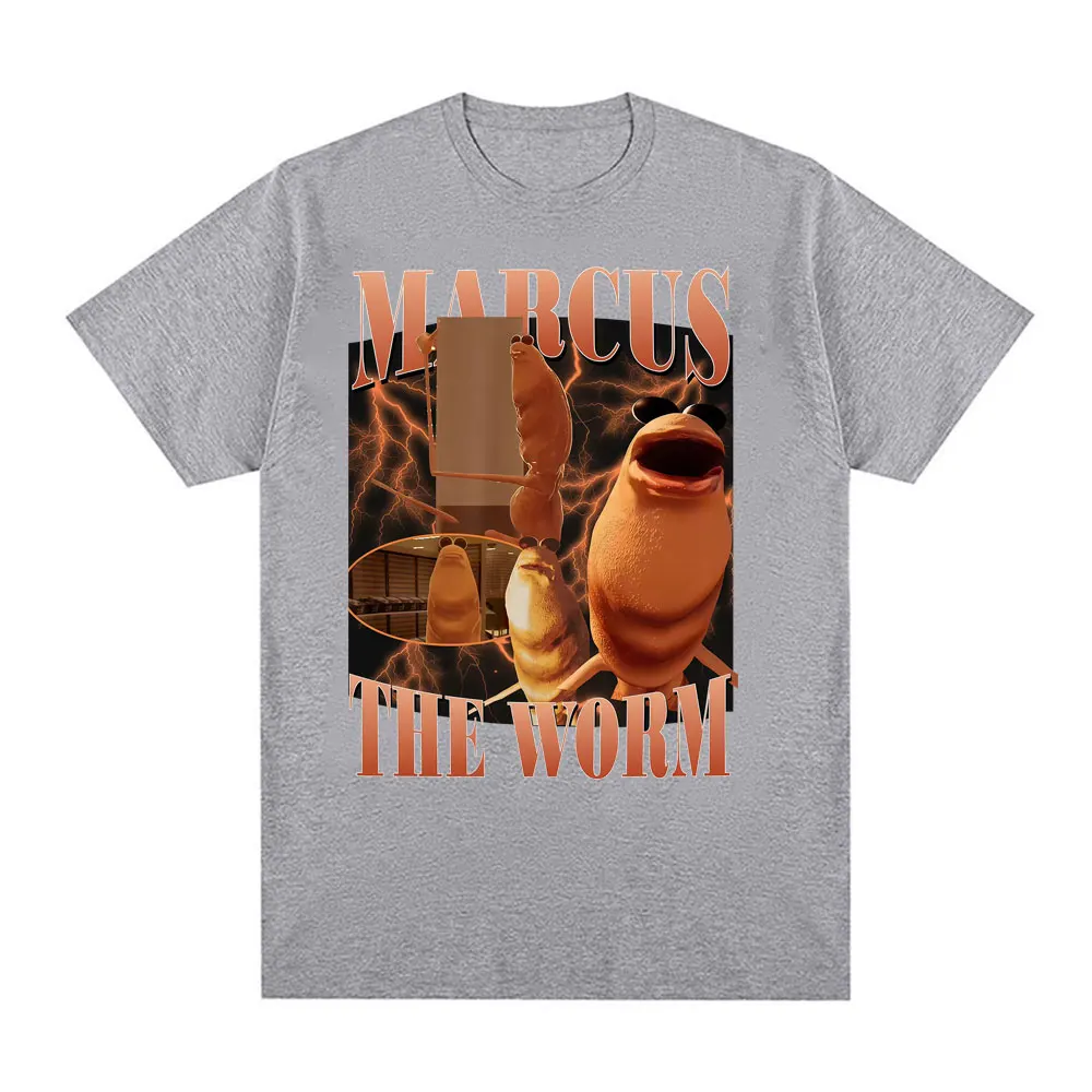 مضحك ماركوس الدودة ميمي تي شيرت للجنسين موضة الكرتون Vintage تي شيرت الرجال عادية 100% القطن المتضخم تي شيرت الشارع الشهير #5