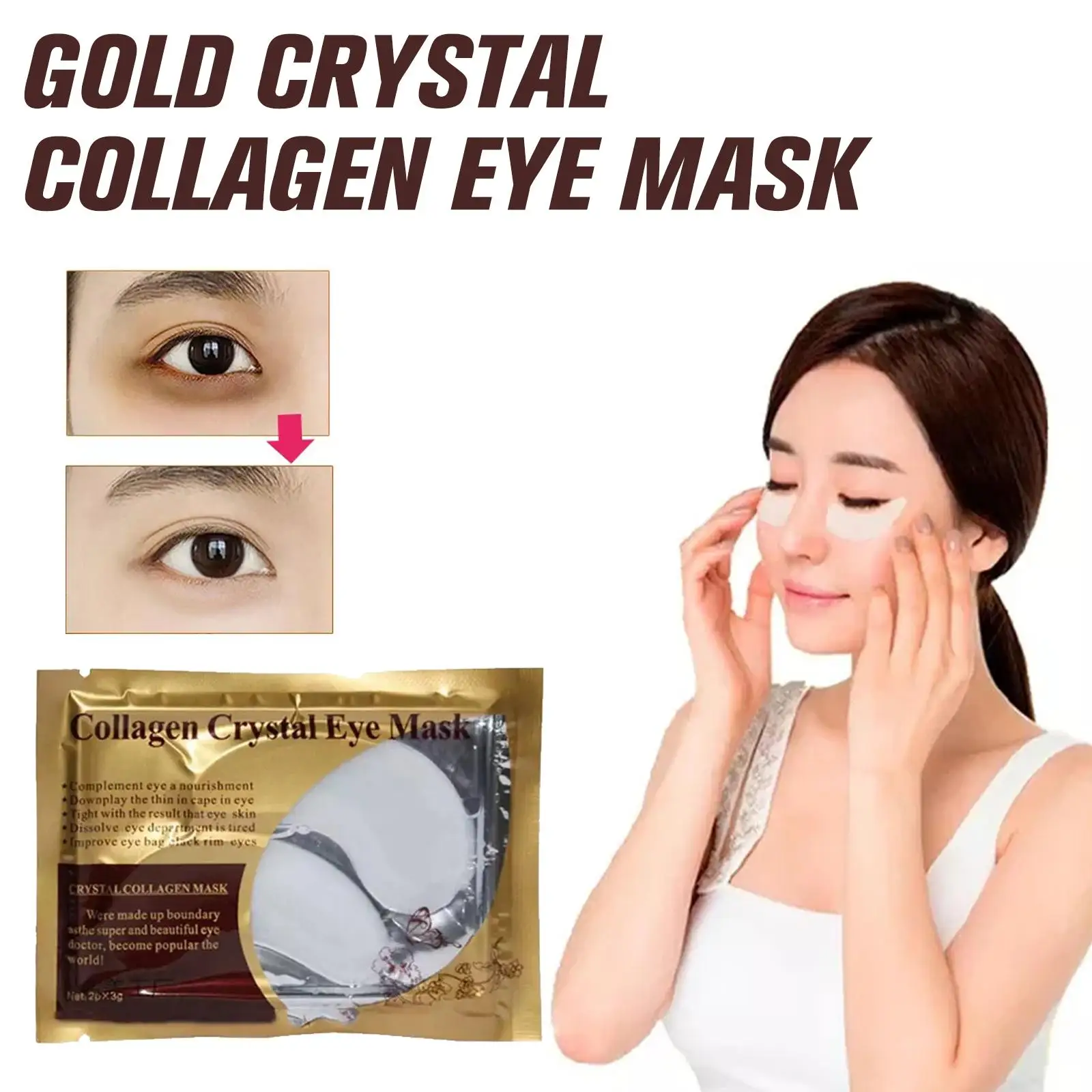 Mascarilla de colágeno antiarrugas para ojos, parches para ojeras, Cosméticos coreanos para el cuidado de los ojos, bolsas hidratantes para la piel debajo de los productos R5A2