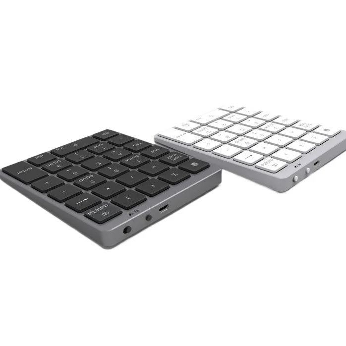 Aluminum alloy 28-key numeric keyboard, mini, portable, Bluetooth, rechargeable, compatible with tablets and mobile phones