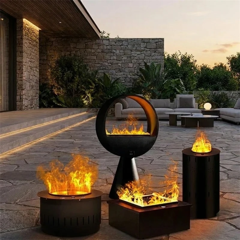-For 3D Atomizing Chimeneas Decoration Fake Flame Humidifier Designer Simulation Outdoor Fireplace Luxury Home Decor^