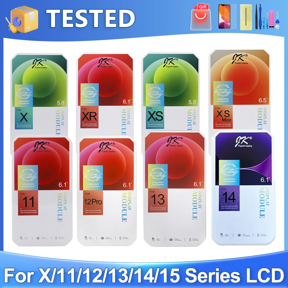 Serie JK Per iPhone X XS XR 11 12 13 14 15 Pro Max Plus Mini Display LCD Touch Screen Digitizer
