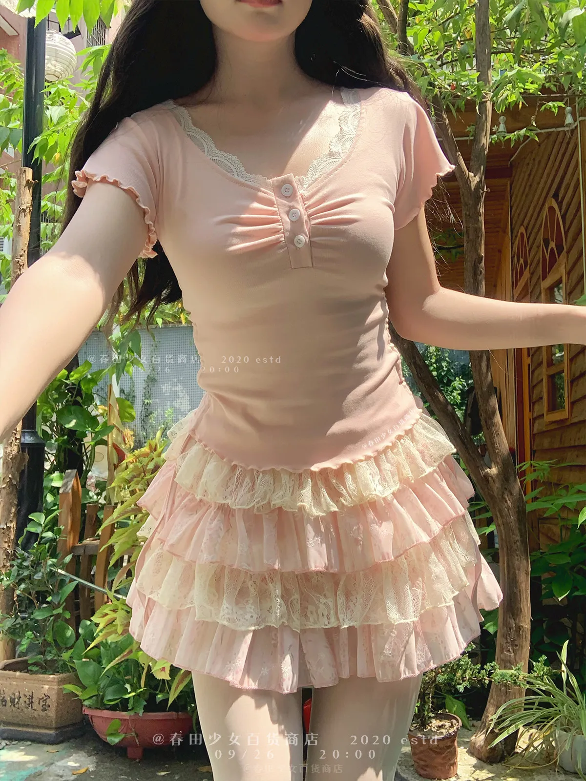 Original Sweet and Cute Fluffy Cake Skirts Women Spring Princess Y2k Lace Mini Skirt with Lining