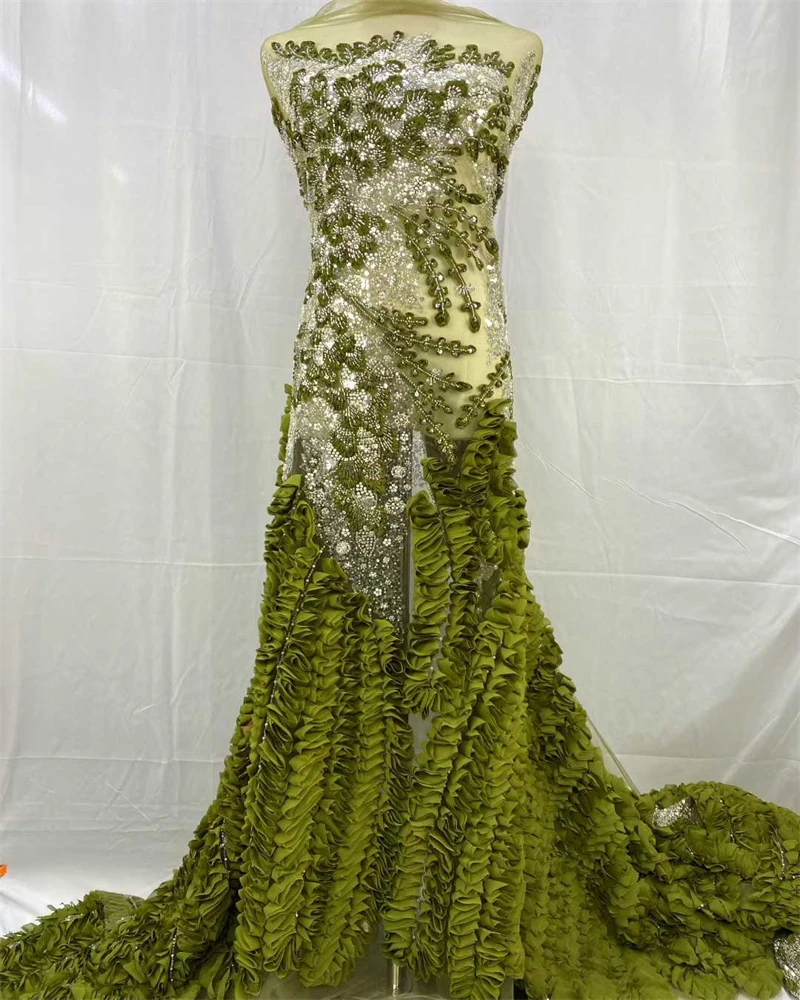 Madison Luxury Beads Mesh Lace Fabrics Lace Nigerian African French Heavy Beaded Net Lace for Women Evening Dress