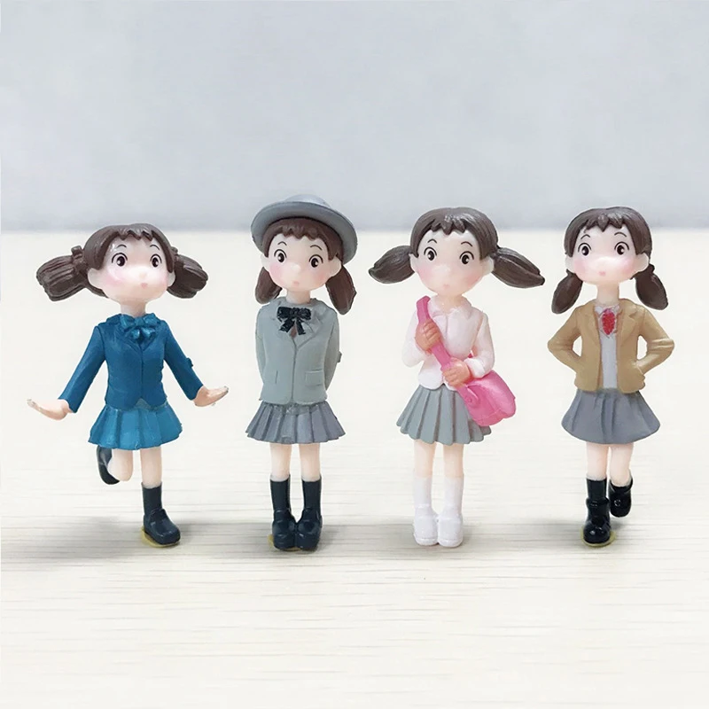 만화 소녀 인형 미니어처 요정 정원 장식품, 마이크로 조경 공예 장식품, 홈 데스크탑 장식, 4 개