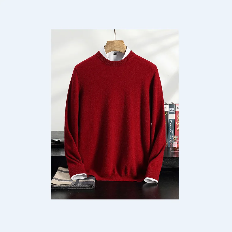 

100% Cashmere Knitwear Men's pullover Simple Solid Color O-Neck 2025 New Arrivals Sweater Business Casual Minimalist Style