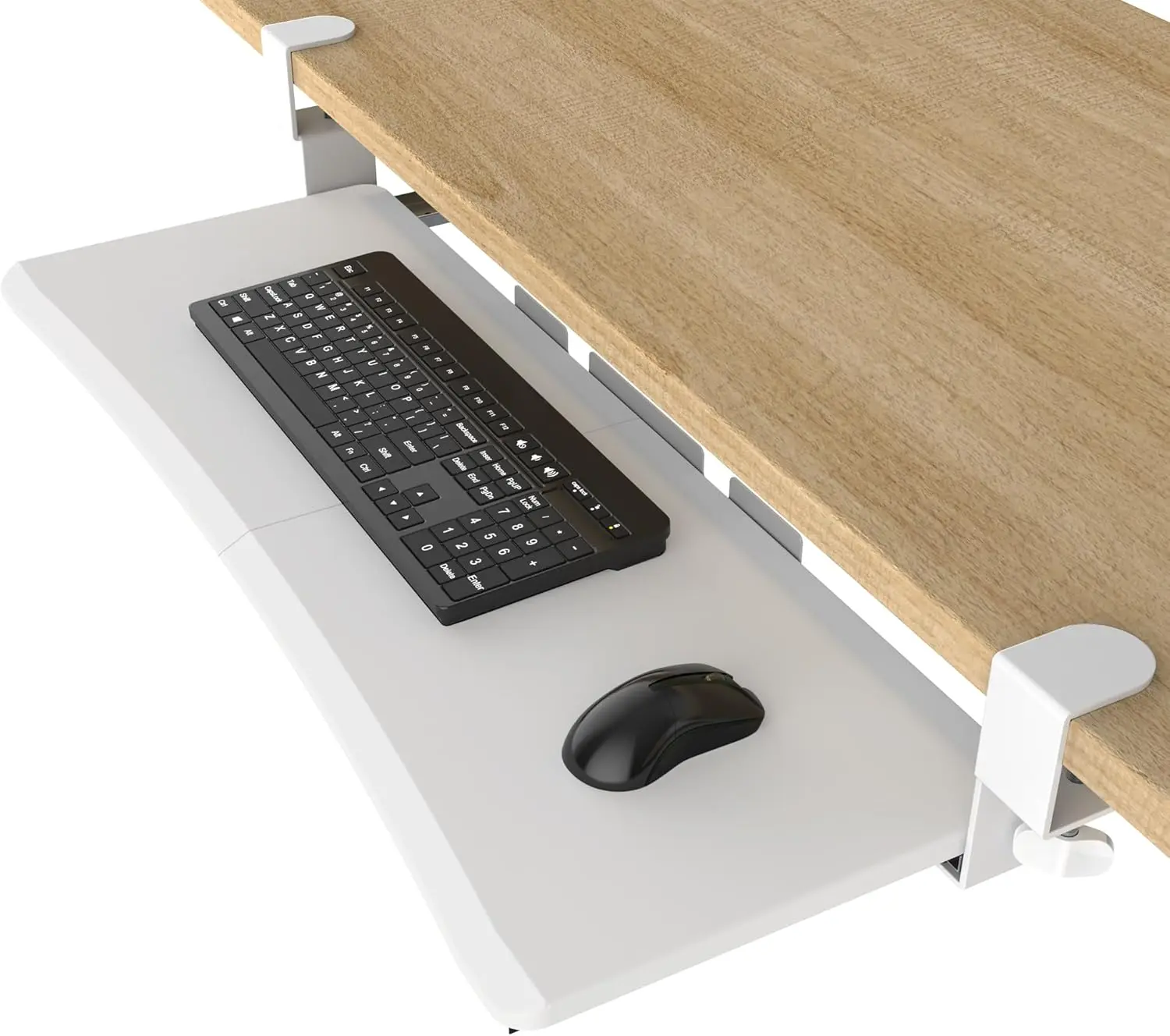 Extra Large 31.5" Keyboard Tray Under Desk - Slide Out with Sturdy C-Clamp, Ergonomic Typing, White