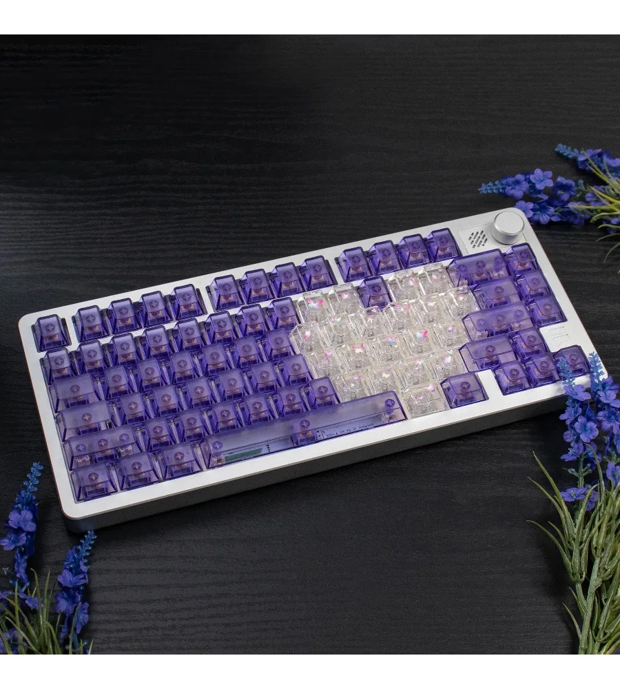 Twilight Butterfly Purple Fog Clear Mechanical Keyboard Keycap Love PC Pad Printing Customization Original Wooting