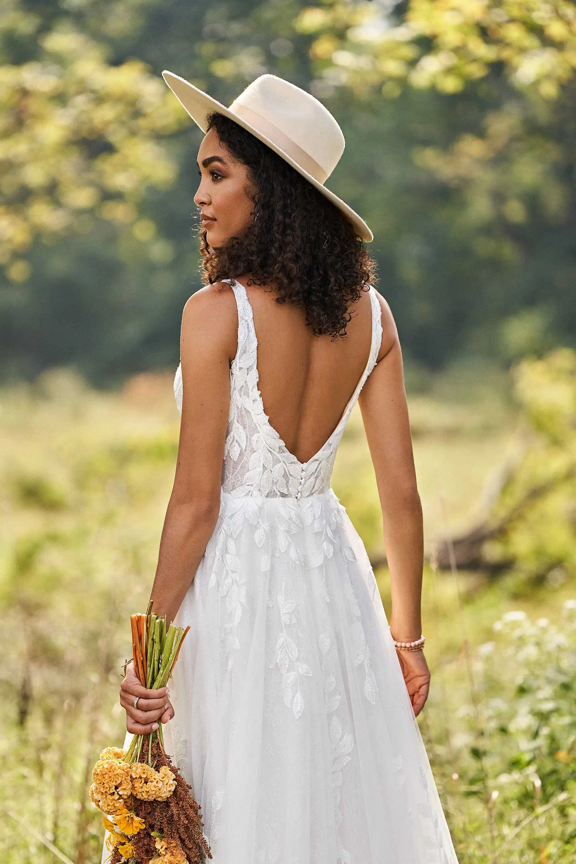 Vestidos De Novia bohemios con Espalda descubierta, línea A, cuello en V, apliques De tul, Vestidos De Novia bohemios