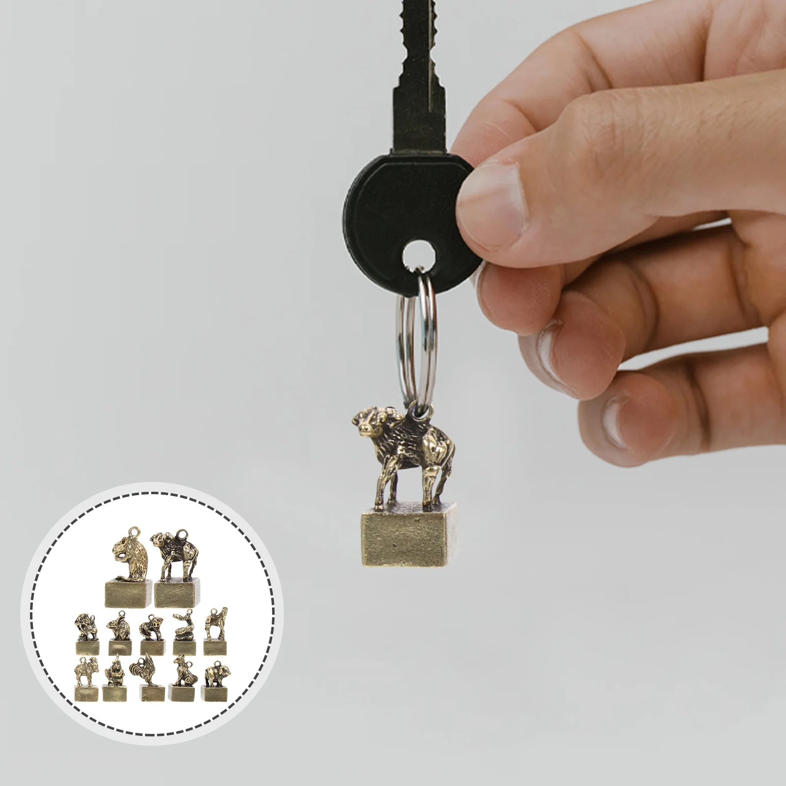 

12 Pcs Cars Toys Zodiac Seals Sculpture Mini Desktop Ornament Golden Cute Figurines Brass Craft Child