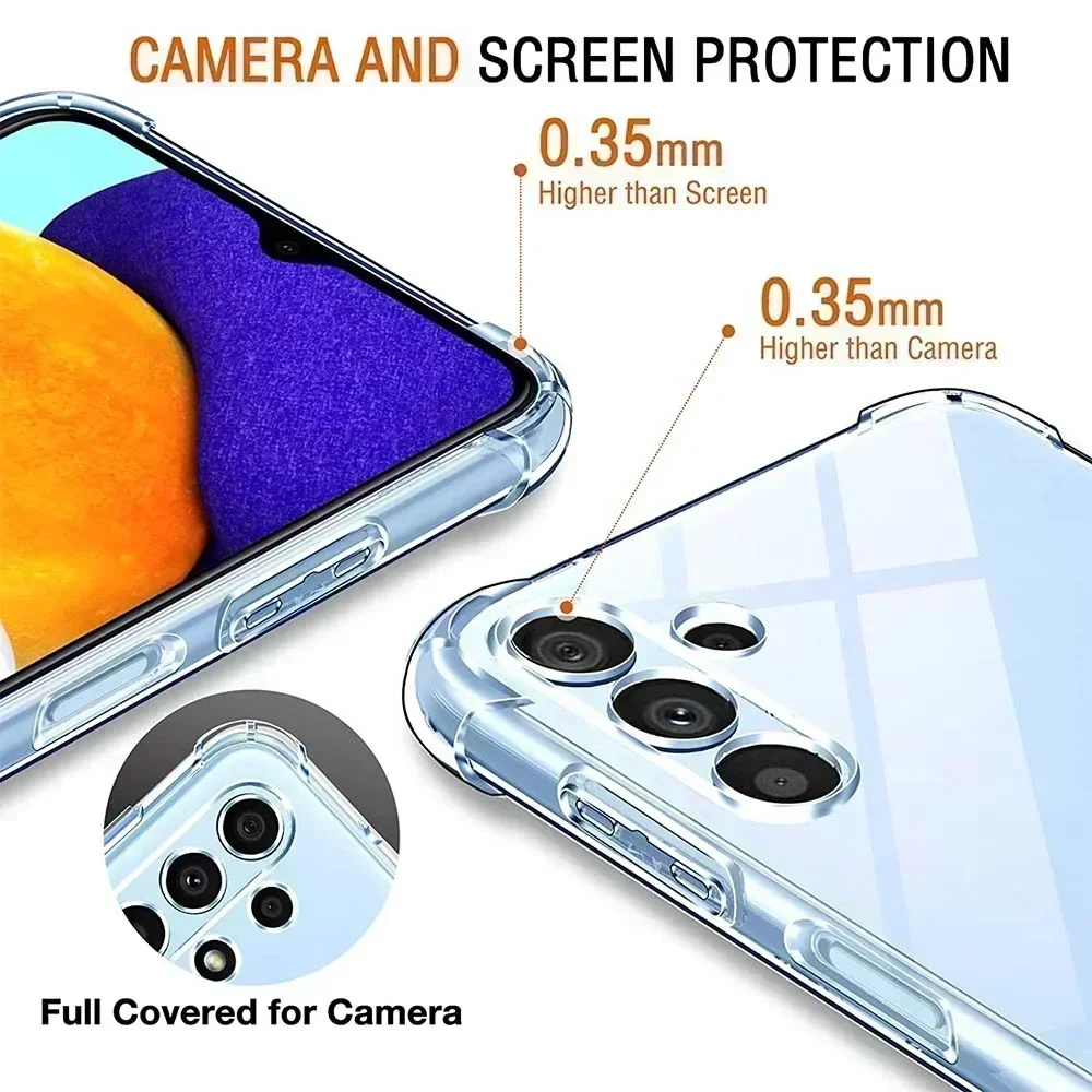 Funda transparente para Samsung Galaxy A55 A35 A25 A05 A05S A15 A14 4G A24 A34 A54 A13 A23 A33 5G, funda gruesa de silicona a prueba de golpes para teléfono