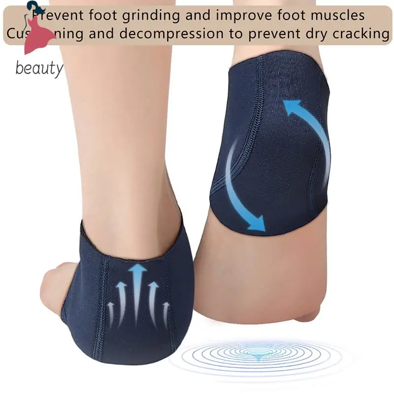 Gel Silicone Heel Protector Sleeve Heel Pads Heel Cups Plantar Fasciitis Support Feet Care Skin Repair Cushion Half-yard Socks