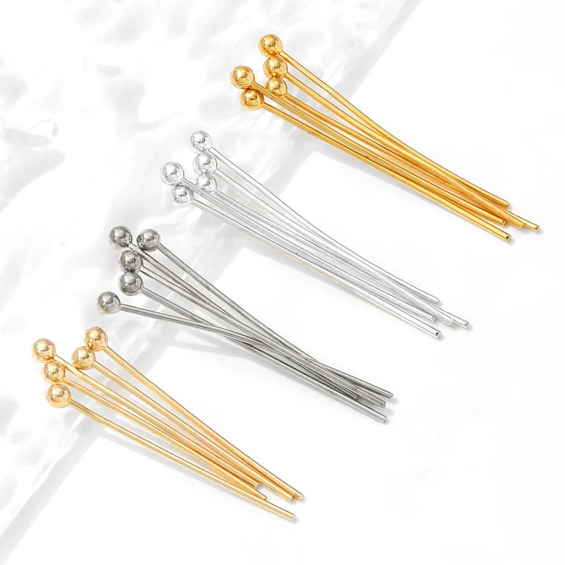 10/20Pcs 14K Gold Plated Brass 0.7*25mm/0.7*30mm Ball Head Pins,Pins For Jewelry, DIY Jewelry Making Accessories