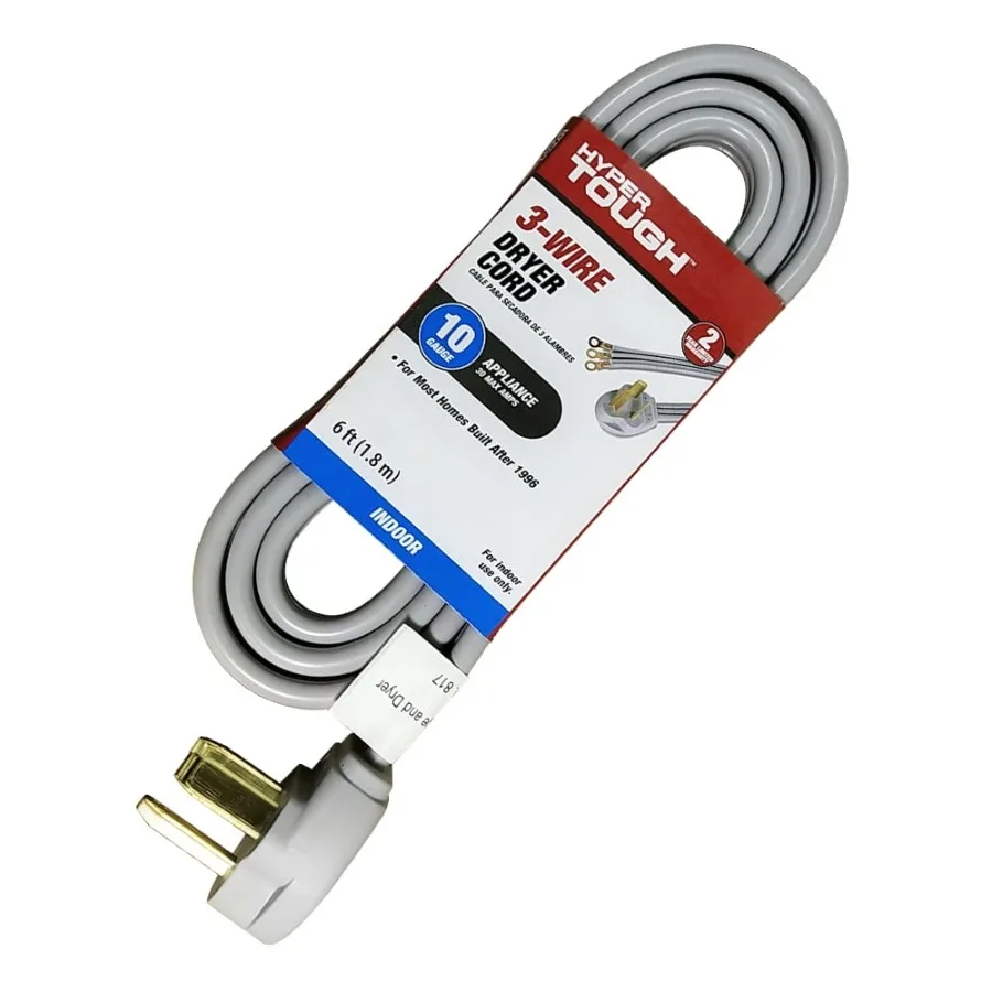 

Шнур для бытовой техники 6 футов, 10AWG, 3-контактный, серый, для сушильных машин, для тяжелых бытовых стиральных машин, 30 ампер, прочный, с изолированным проводом
