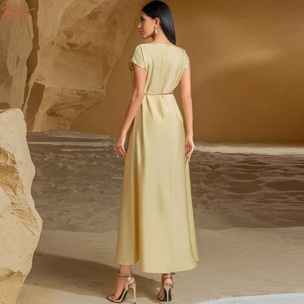 

Ramadan Satin Dubai Abaya Turkey Islam Arabic Muslim Evening Maxi Dress for Women Robe Femme Musulmane Caftan Moroccan Vestidos