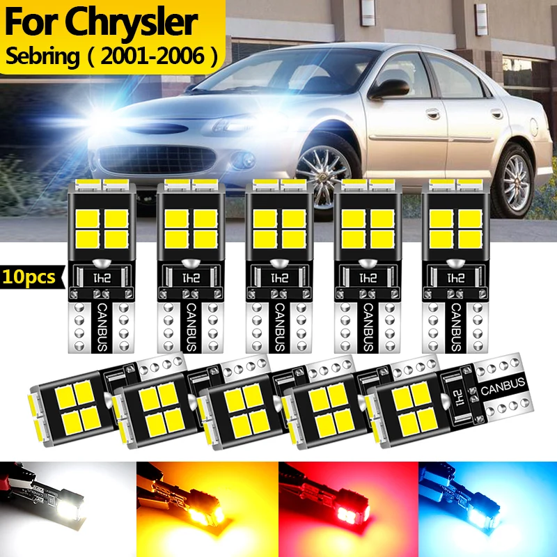 

10 шт., 12 В, яркий Canbus для Chrysler Sebring 2001-2006, светодиодные габаритные огни, стояночные лампы W5W T10 194, автомобильные аксессуары