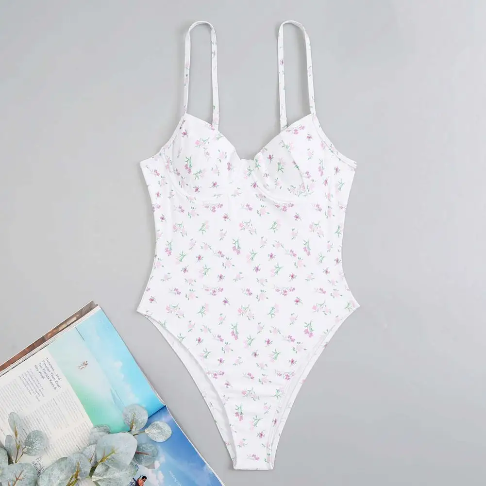 Stylish Women Monokini  Floral Print Ladies Women Swimwear  Quick Dry Backless Monokini