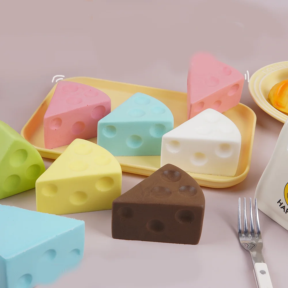 1pc Random Color Simulated Cheese Soft Pinch To Relieve Daily Tension Decompress And Slow Rebound Children's Decoration Gift Toy