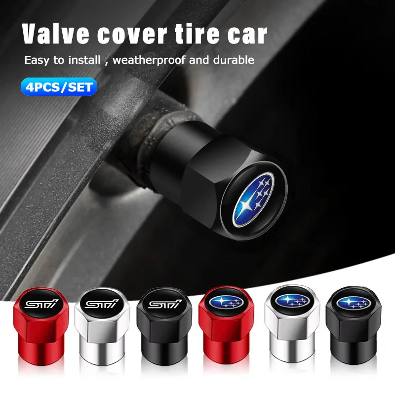 4Pcs Car Tire Valve Caps Metal Dust Proof Covers For Subaru Impreza STI Legacy Outback WRX BRZ Forester XV Levorg Exiga Ascent