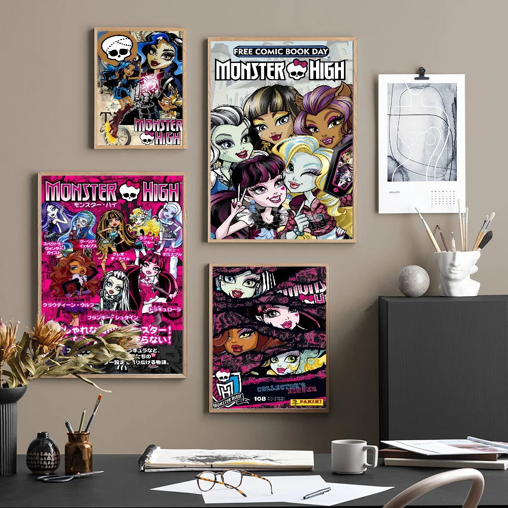 Classic Anime Monster High Whitepaper Poster HD Quality Poster Wall Art Painting Study Room Wall Decor