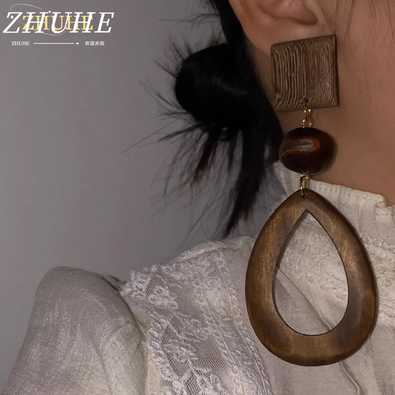 Этнические деревянные серьги, ручная работа для стильных женщин