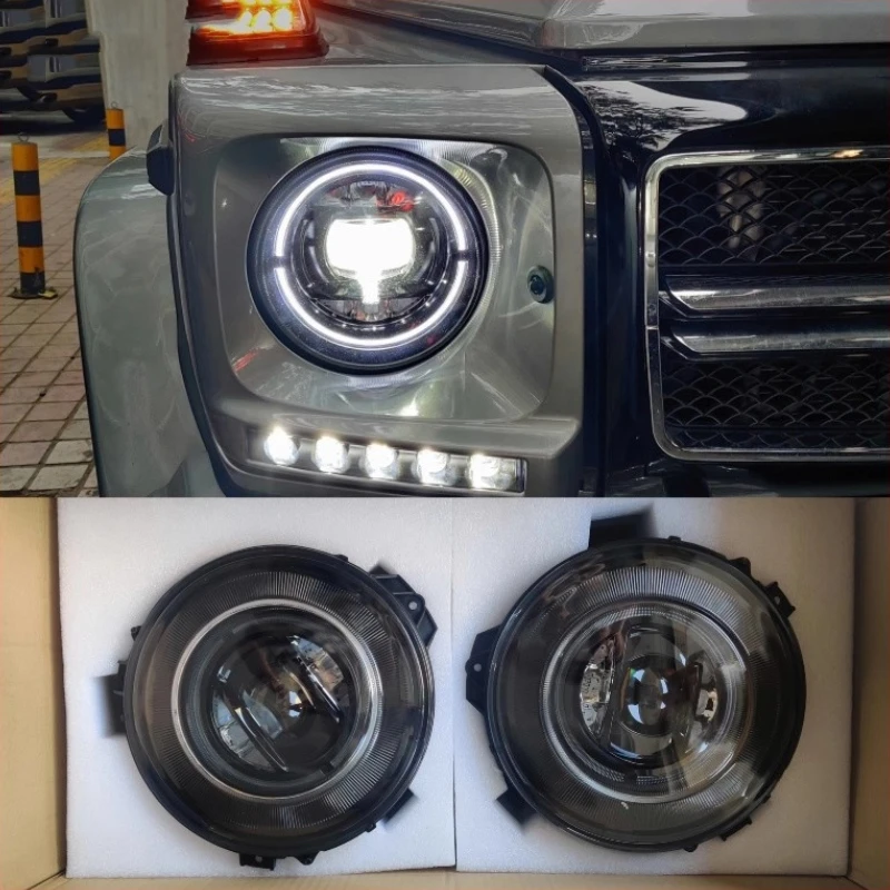 

Автомобильные светодиодные фары в сборе для Mercedes Benz G Class W463 G63 G500 G350 G55 09-18, модифицированные дымчатые фары DRL