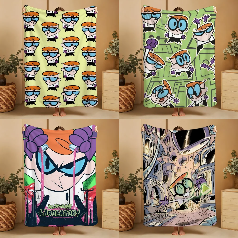 CARTOON D-DextersS L-LabS Blanket Throw Super Cosy Plush Living Room Sofa Couch Childish Birthday Gifts
