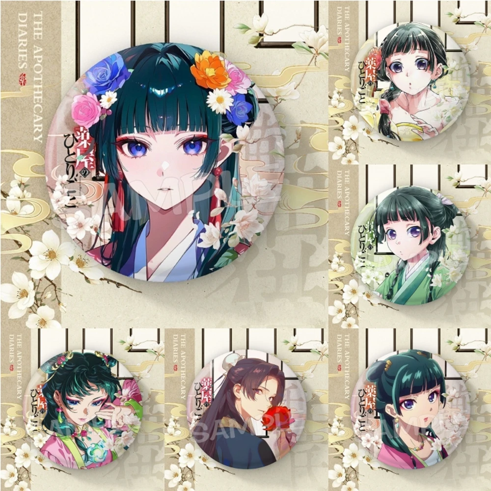 58mm Anime The Apothecary Diaries‌ Kusuriya no Hitorigoto Cosplay COSTUME Badge Pin SPTE Tinplate Brooch﻿ Prop Xmas Gilf