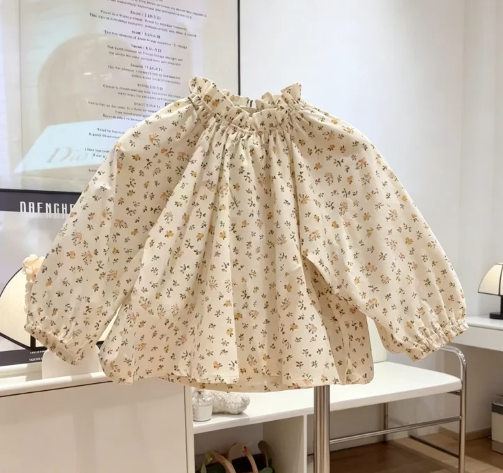 Bluse Langarm Druck Umlegekragen Neue Mode Lässig Süß Niedlich Reizend Schöne Frühling Herbst Kinder Kinder für Mädchen – Detail 4