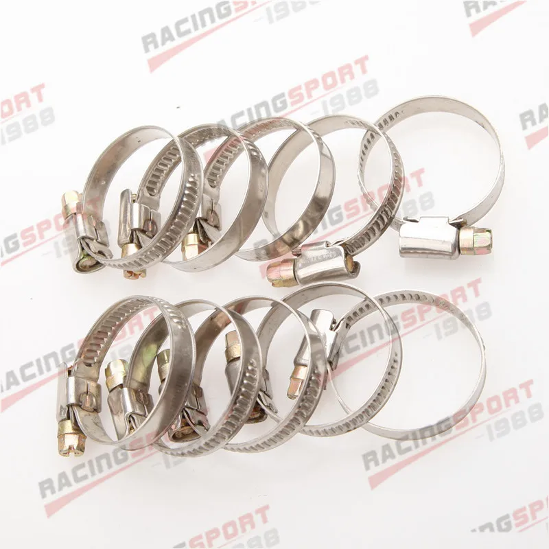 10PCS Stainless Steel Adjustable Drive Hose Clamps Fuel Line Worm Clips 20mm-90mm