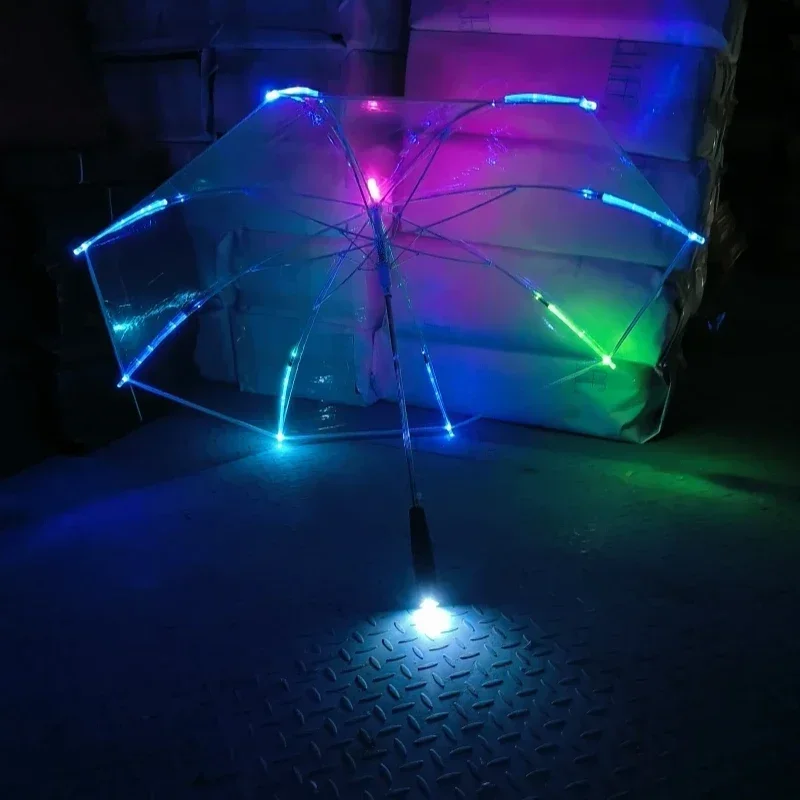 Transparent LED Light Umbrella GlowintheDark Gift Long Handle for Party Environmental Activities Rechargeable Luminous Umbrella