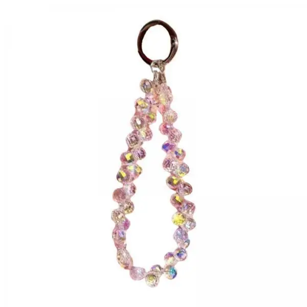 Glass Wristlet Keychain Bracelet Beaded Bangle Key Ring Pendant for Soft Toy Bag Keychain Accessories