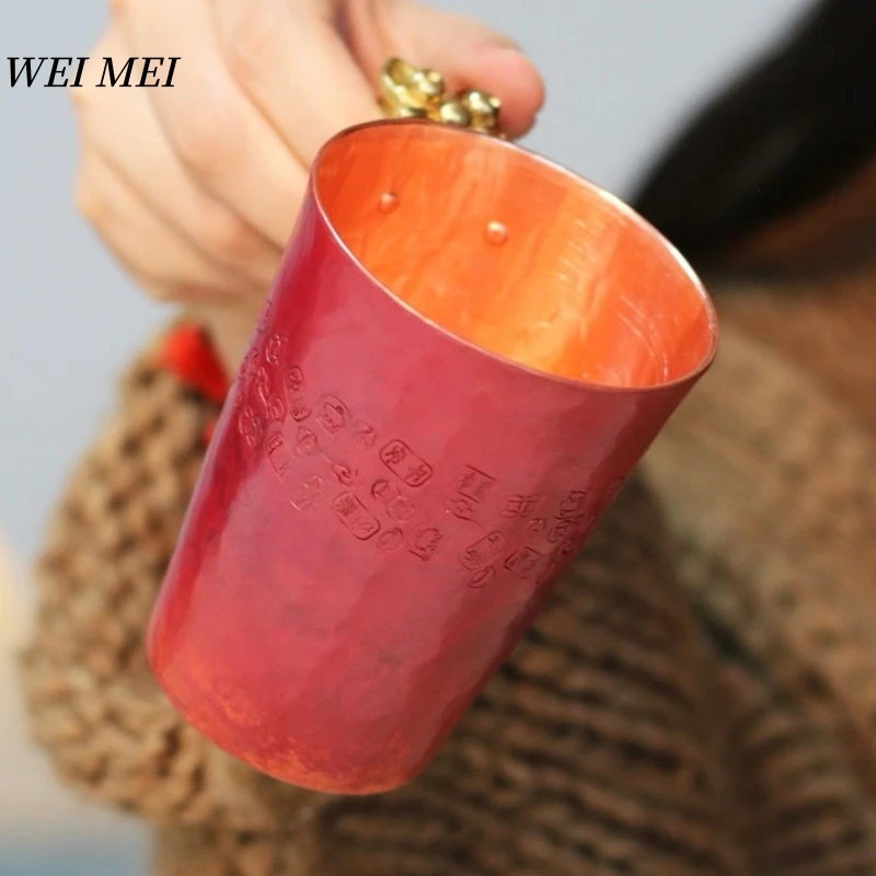 كوب قهوة إفطار نحاسي عتيق مصنوع يدويًا، كوب ماء موسكو سميك مقاوم للحرارة، كوب عصير 250 مل، أدوات مائدة فنجان شاي