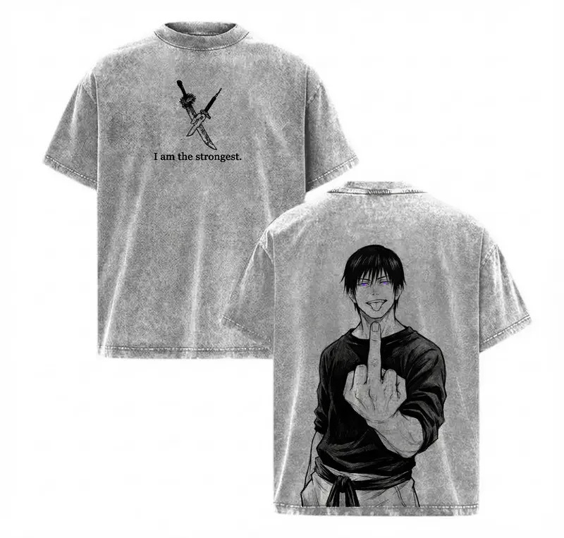 Fushiguro Megumi Jujutsu Kaisen Graphic T Shirt Men Short Sleeve Cotton Tshirts Retro Washed Tee Harajuku Male Oversized T-shirt