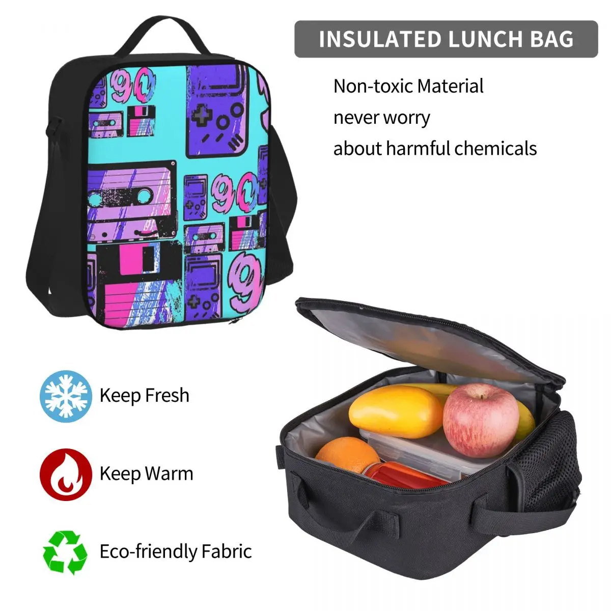 Zurück zu den 90er Jahren Rucksäcke Jungen Mädchen Bücher tasche Studenten Schult aschen Cartoon Kinder Rucksack Lunch Bag Stift Tasche dreiteiliges Set