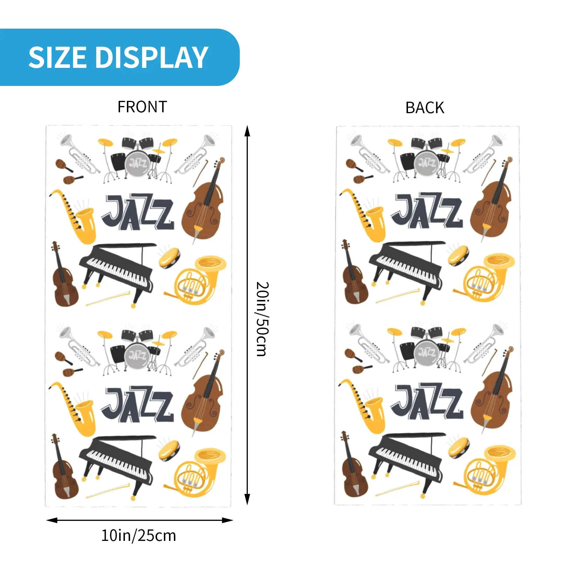 Retro Jazz Music Design Bandana Neck Gaiter Printed Mask Scarf Balaclava Running for Men Women Adult Winter