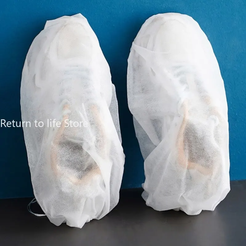 Shoe Dust Covers Non-Woven Dustproof Drawstring Clear Storage Bag Travel Pouch Shoe Bags Drying shoes Protect shoes 1pcs