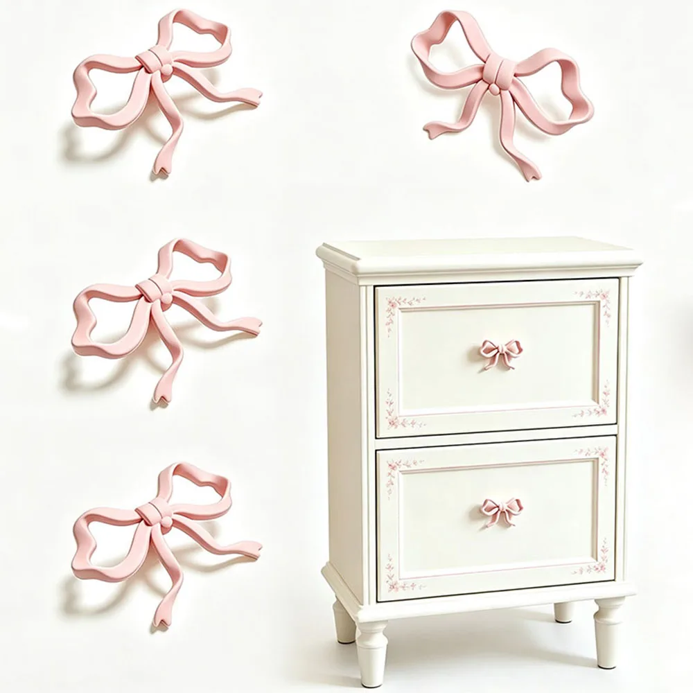 1/2/4Pcs Pink Bow Shape Drawer Knob Brass Cabinet Handles Kitchen Cupboard Pulls Wardrobe Drawer Knobs Furniture Handle Hardware