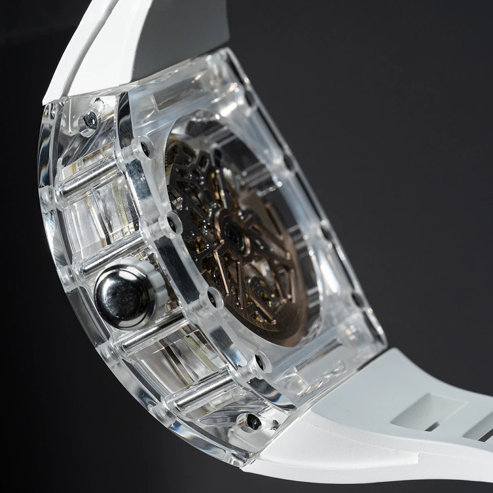 AJUT Crystal Automatic Tourbillon Movement Men Watch Dragon Dial Transparent Flying Tourbillon Mechanical Watches For Man 0571